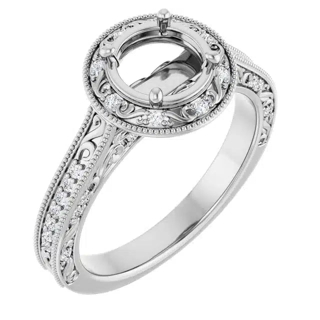 Semi-mount runkotimanteilla 0,16ct (SKU 1106)