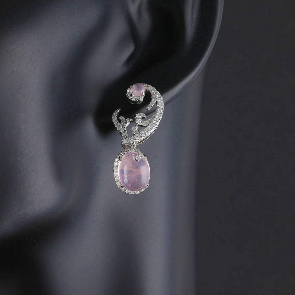 Timantti/ruusukvartsikorvakorut 11,16 ct Sarah Ho (SKU 681)