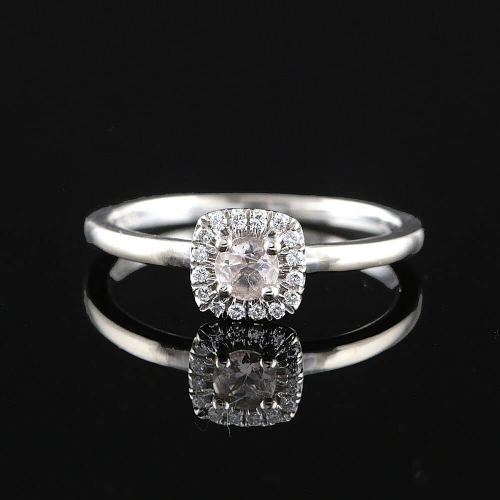 Kultajousi timantti/morganiittisormus 0,25 ct (SKU 1093)