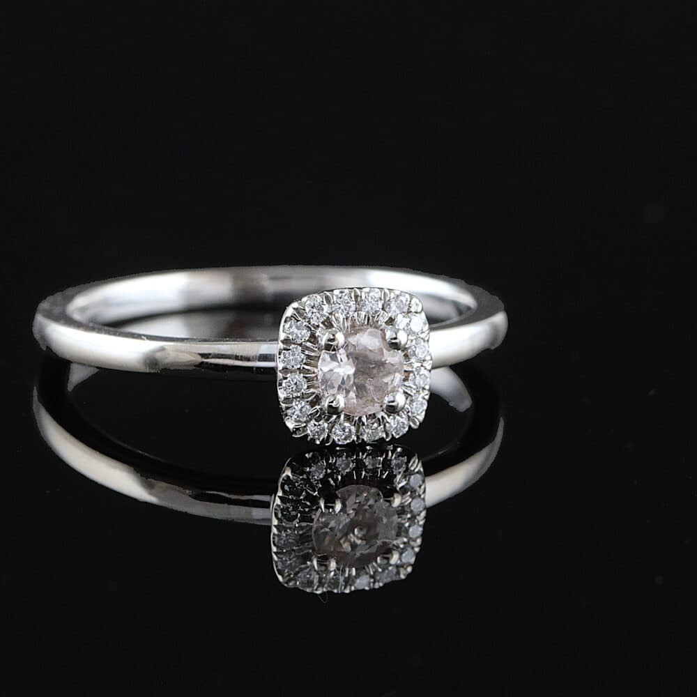 Kultajousi timantti/morganiittisormus 0,25 ct (SKU 1093) - Image 2